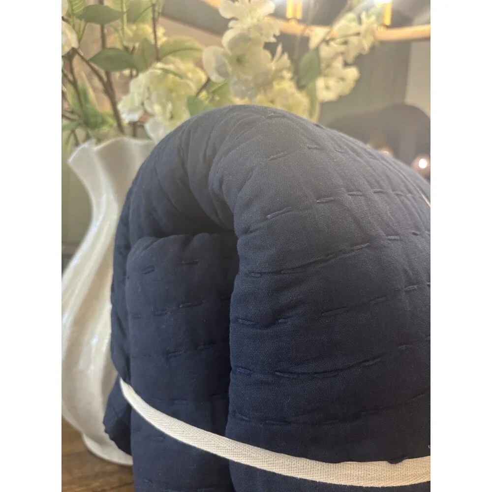 Quince European Linen Cotton Stitch Quilt Set Full / Queen Navy $189.90 Retail